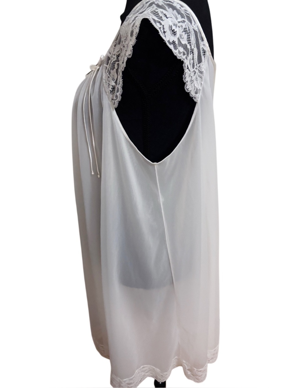 Vtg 50s 60s Vanity Fair White Sheer Babydoll Dress / Nightgown / Negligee -Large - Picture 7 of 16